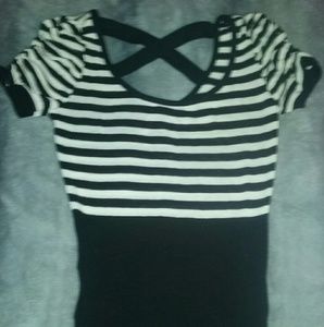 Cherry Knit Vintage Black/White Stripe Sweater Top